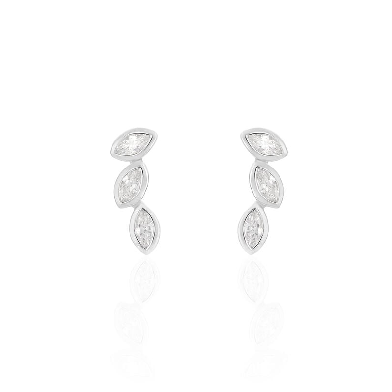 ELOHANE 50 Damen Ohrschmuck Silber 925 Zirkonia Wei&szlig; Blatt - Ohrringe mit Stein Damen | OROVIVO