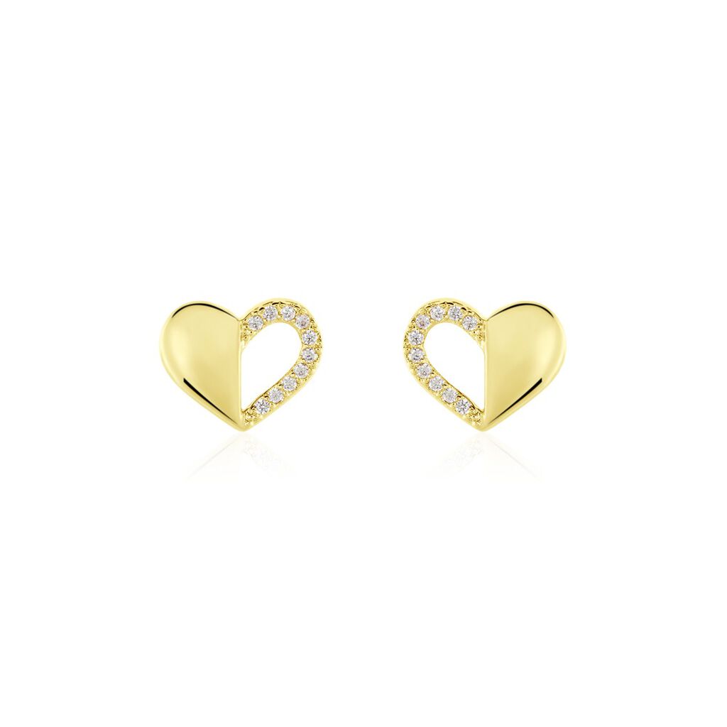 Damen Ohrstecker Messing 18 Karat Vergoldet Zirkonia Herz - Ohrstecker Damen | OROVIVO
