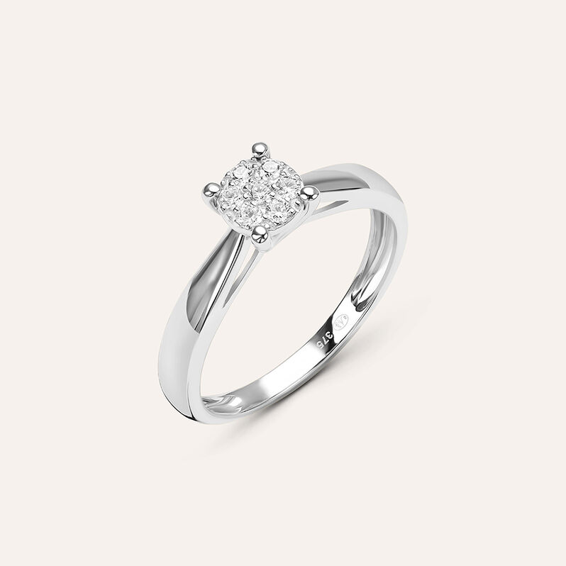 Anello Solitario Sophia Oro Bianco Diamante - Spannringe Damen | OROVIVO