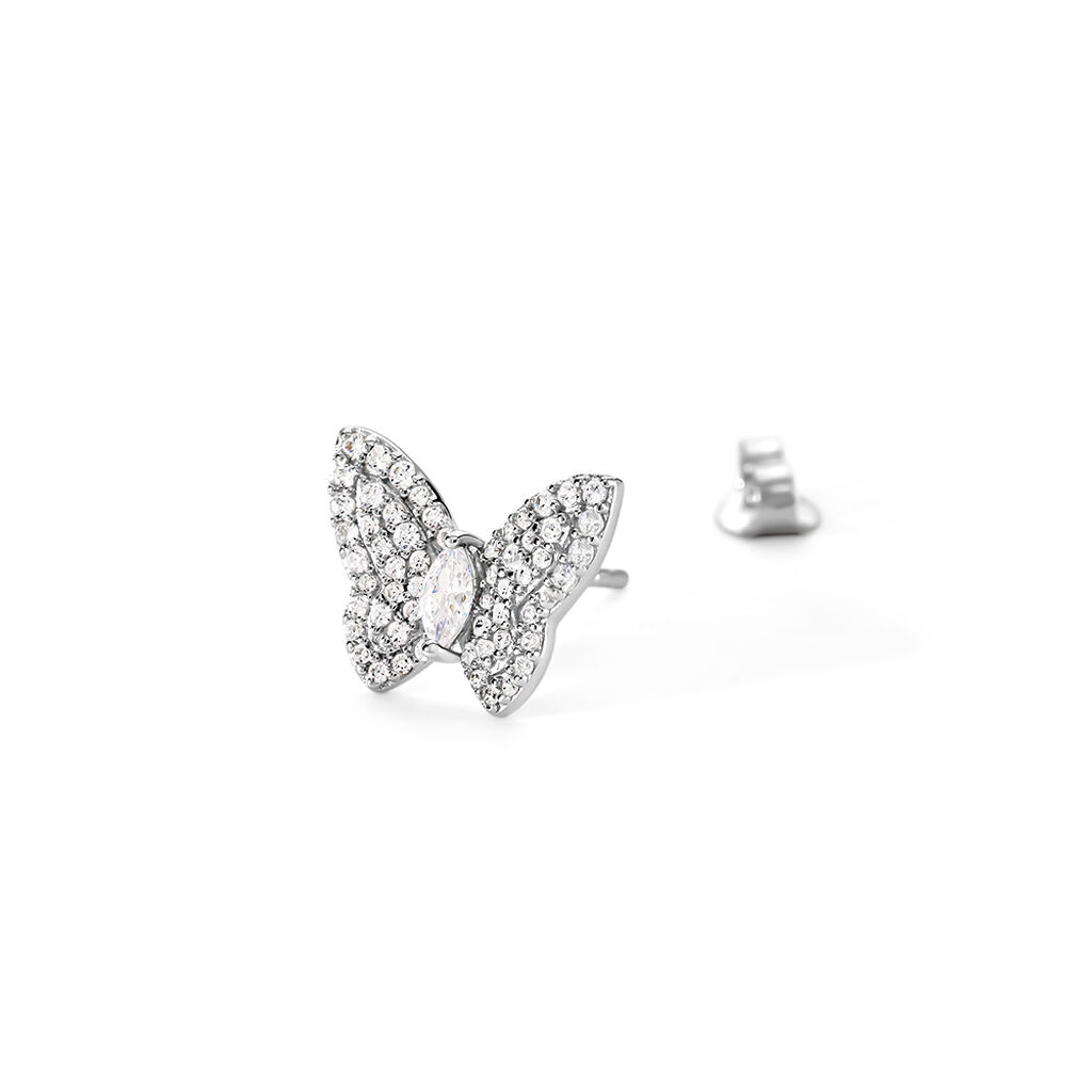 SUNA Damen Ohrstecker Silber 925 Zirkonia Weiß 0,23 ct Schmetterling - Ohrstecker Damen | OROVIVO