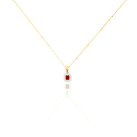 Damen Halskette Gold 375 Rubin Diamanten 0,06ct - Ketten mit Anhänger Damen | OROVIVO