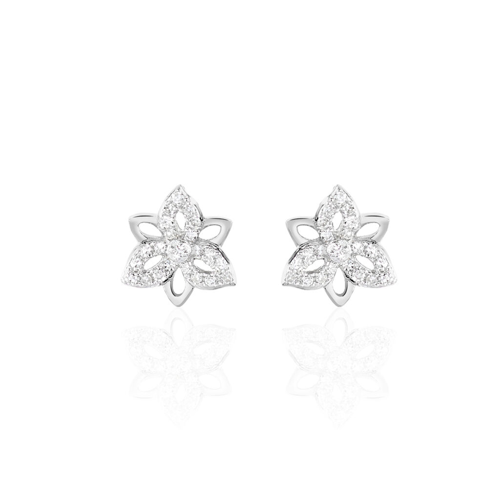 Boucles D'oreilles Or Weiss Irinia Fleur - Spannringe Damen | OROVIVO