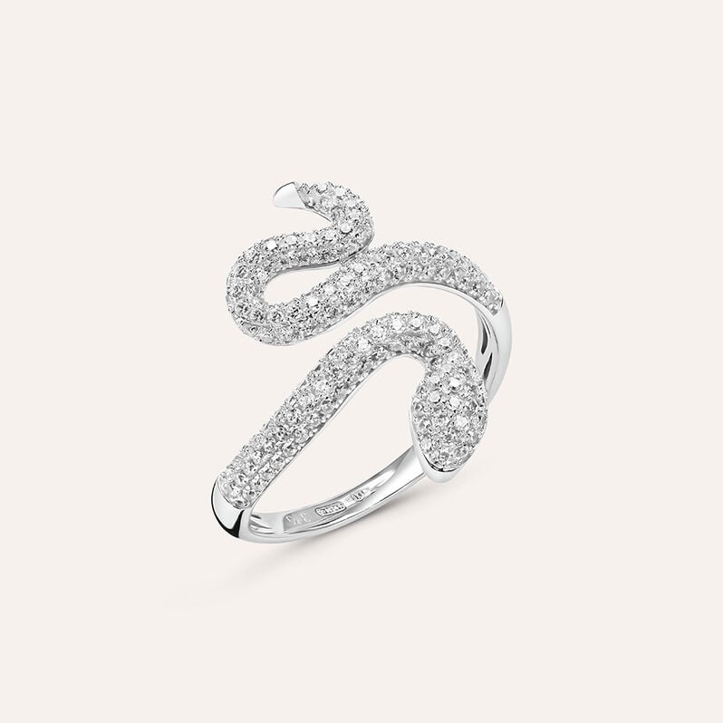 Anello Fantasia Claire Oro Bianco Cubic Zirconia - Spannringe Damen | OROVIVO