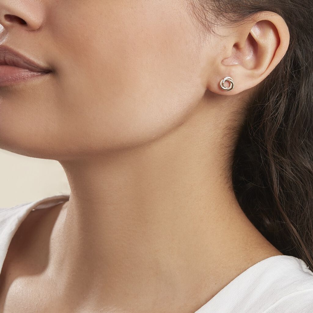 Boucles D'oreilles Or Jaune Syrena Puces Nid Diamant - Spannringe Damen | OROVIVO