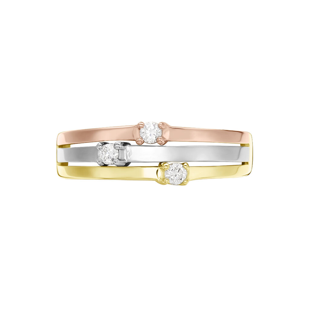SUPERPOSITION 3 Damen Ring Gold Tricolor Gold / Wei&szlig; / Ros&eacute; 375 (9 Karat) Diamant Wei&szlig; 0,09 ct