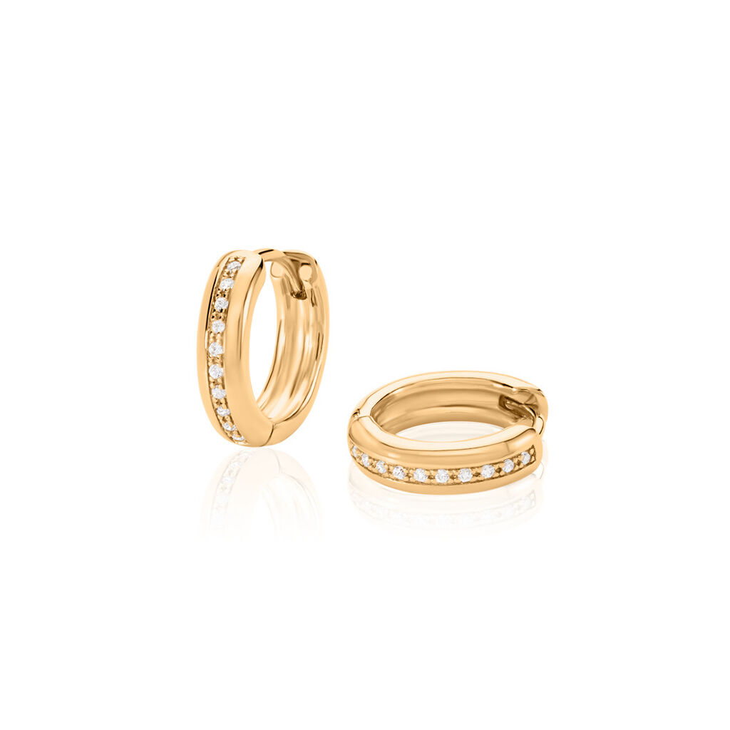 ELMA Damen Creolen Vergoldet Zirkonia Wei&szlig;