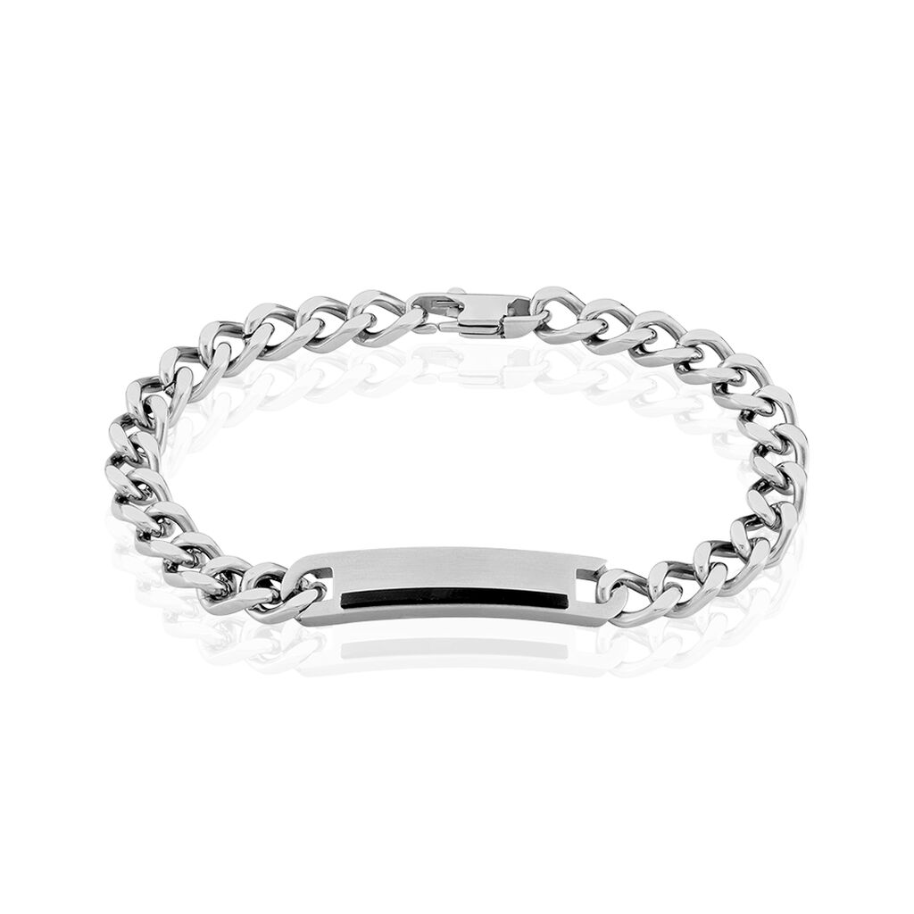 Herren Id Armband Panzerkette Edelstahl Gravur, ID Armband ohne Stein