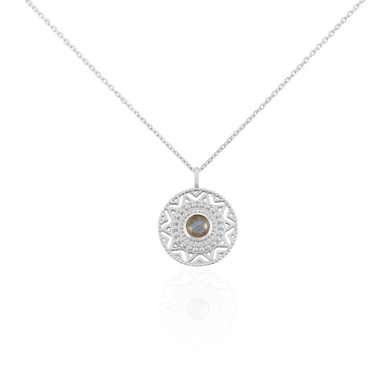 Collier Argent Rhodie Nyoko Rosace Labradorite - Spannringe Damen | OROVIVO