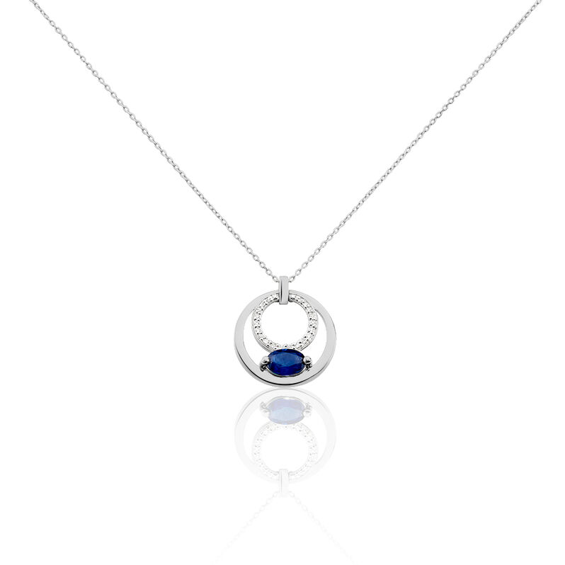 Damen Collier Weißgold 375 Saphir 0,52ct Doppelkreis Kreis Alexa - Halsketten Damen | OROVIVO