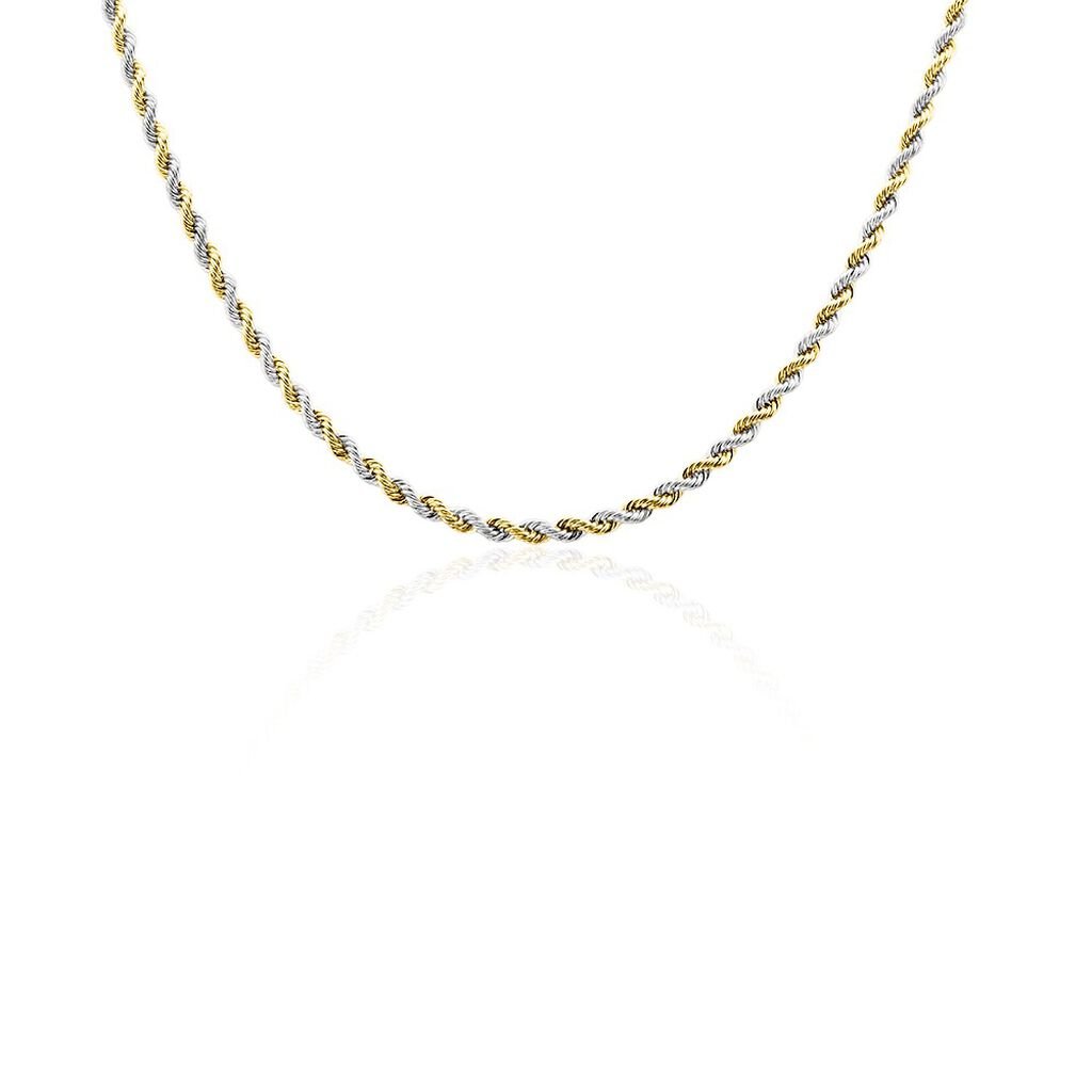 AVA Damen Kette Gold Bicolor Gelb/Silber 375 (9 Karat) B 3,5 mm, Kette ohne Stein