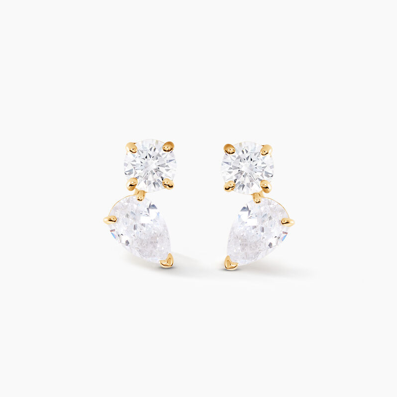 Boucles D'oreilles Puces Shiny Garden Or Jaune Oxyde De Zirconium - Spannringe Damen | OROVIVO