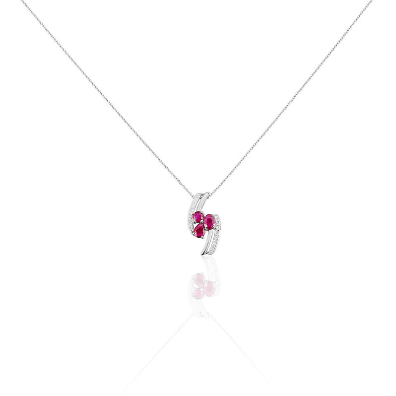 Collier Or Blanc Diamant Et Rubis - Spannringe Damen | OROVIVO