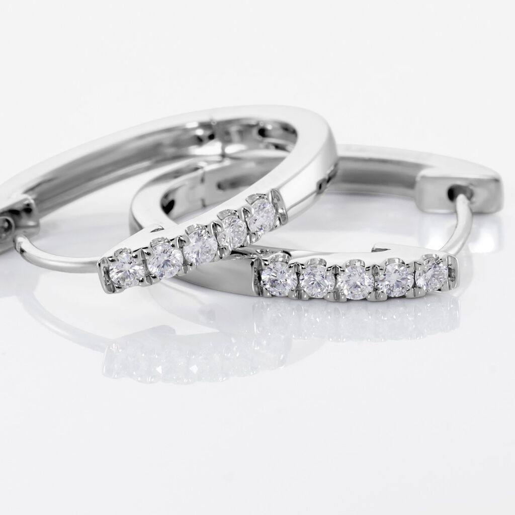 CELIN Damen Creolen Wei&szlig;gold 750 (18 Karat) Diamant Wei&szlig; 0,14 ct B 15,5 mm