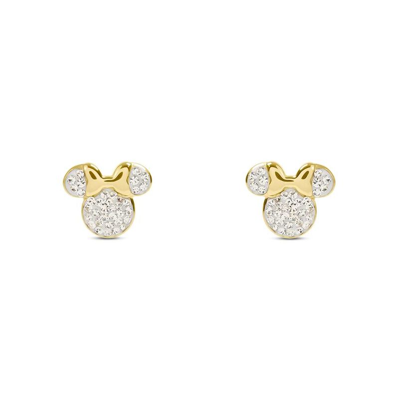 Orecchini Lobo Mickey Mouse & Friends Acciaio Dorato Cristallo - Spannringe Damen | OROVIVO