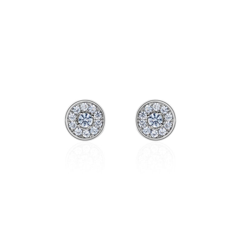 Boucles D'oreilles Argent Rhodie Auxane Puce Pavage - Spannringe Damen | OROVIVO