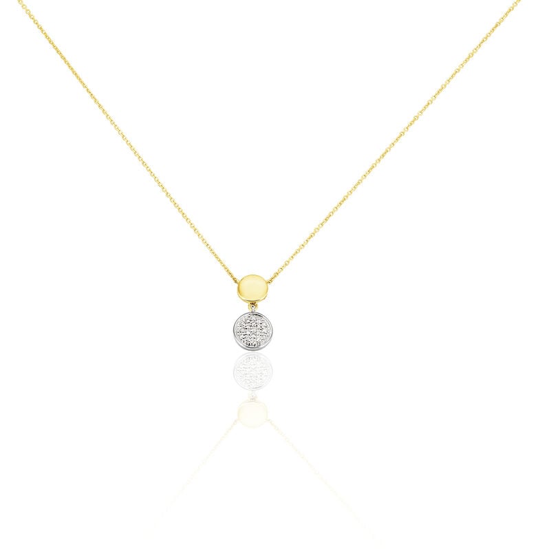 Damen Collier Gold Bicolor 375 Diamant 0,12ct Kreis Soft - Halsketten Damen | OROVIVO