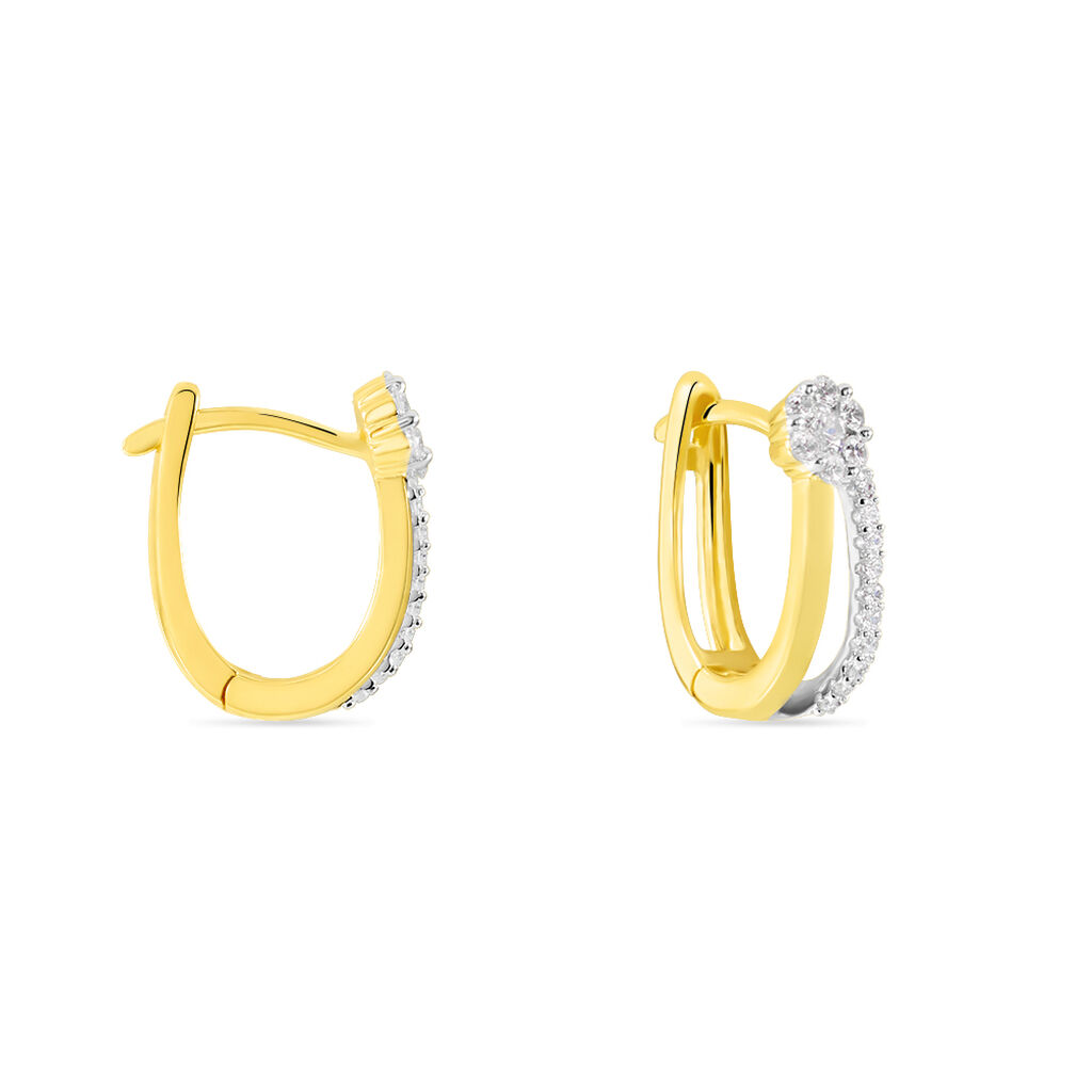 SIMA Damen Creolen Gold 375 (9 Karat) Zirkonia Wei&szlig;