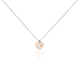 Damen Halskette Silber 925 Bicolor Buchstabe K - Herzketten Damen | OROVIVO
