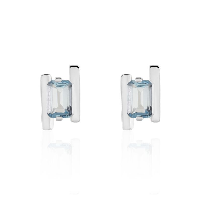 Damen Ohrstecker Silber Silber 925 Topas Blau 1,46ct Achteck Sineva  - Ohrstecker Damen | OROVIVO
