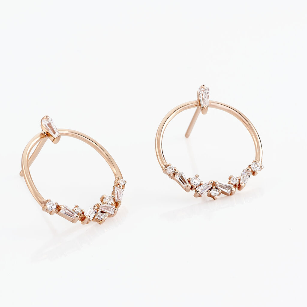 Damen Ohrstecker Silber 925 Rosé vergoldet Zirkonia Kreis Celine - Ohrringe mit Stein Damen | OROVIVO
