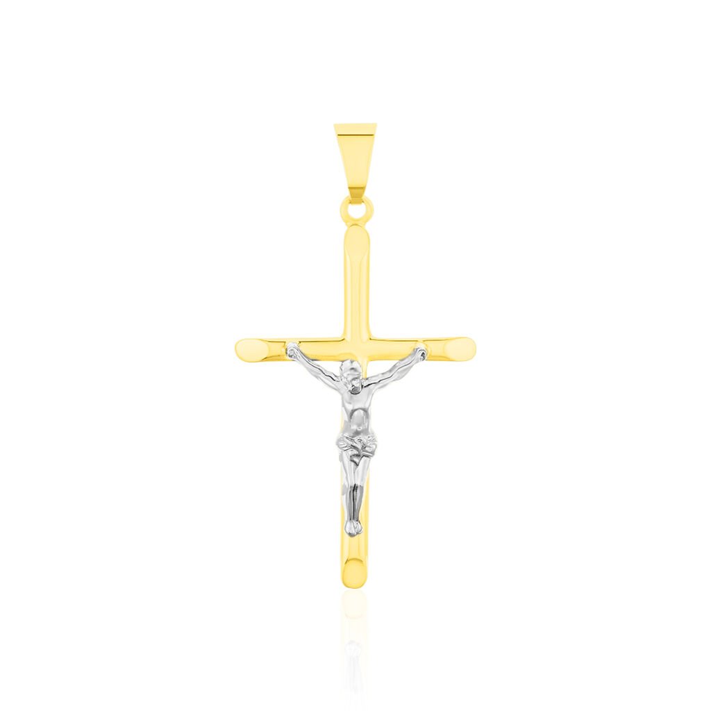 DAMIAN KREUZ 6 Unisex Anhänger Gold Bicolor 333 (8 Karat) Christus, Anhänger ohne Stein