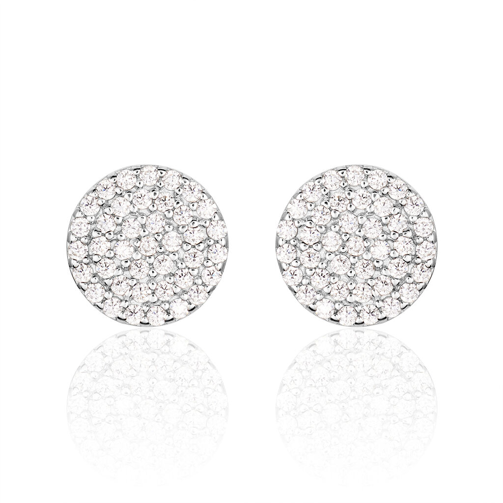 Damen Ohrstecker Silber 925 Zirkonia Wei&szlig; Kreis