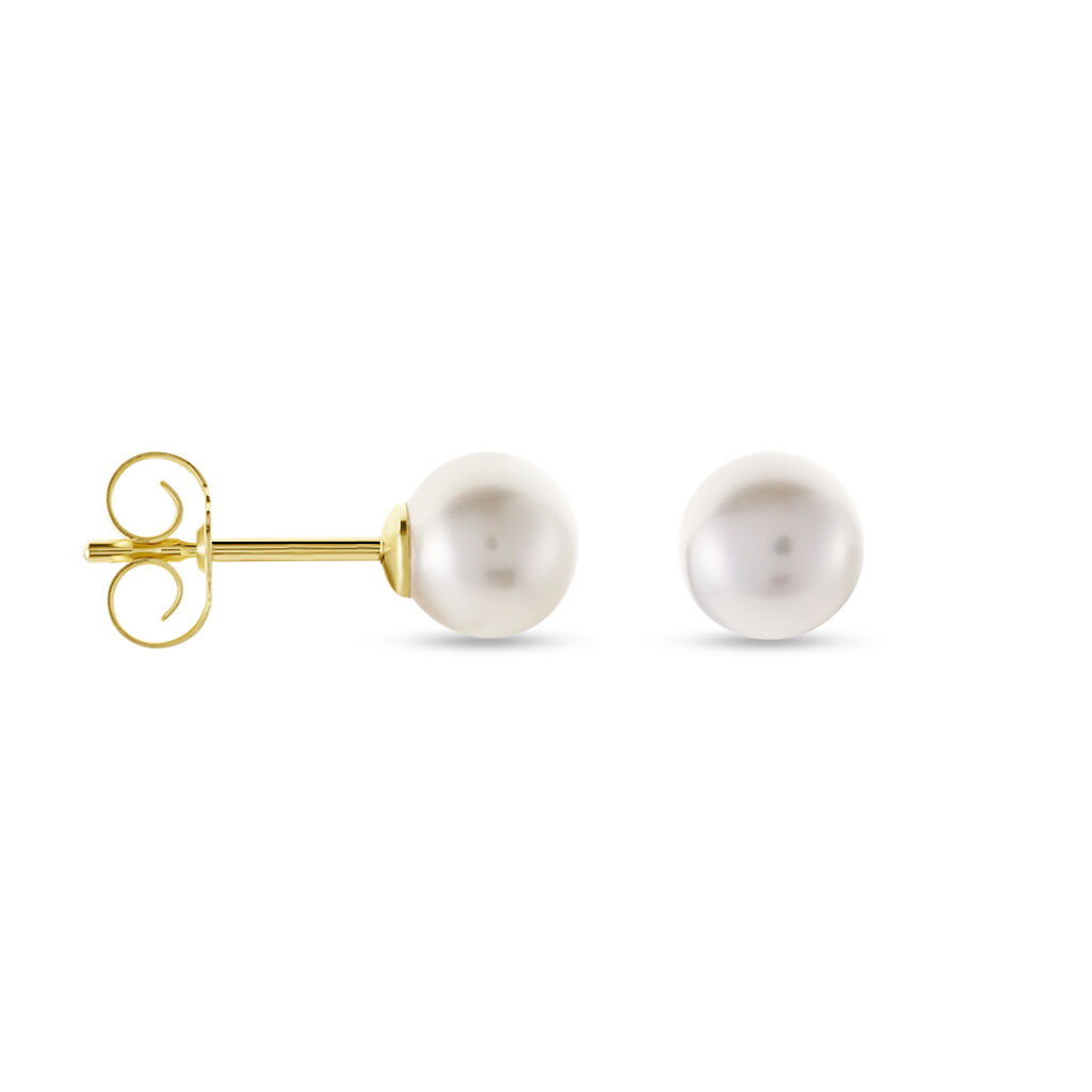 GARA Damen Ohrstecker Gold 585 (14 Karat) Zuchtperle Perlmutt Ball