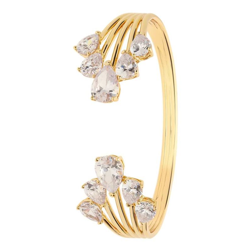 Bracciale rigido in ottone dorato con zirconi - Spannringe Damen | OROVIVO