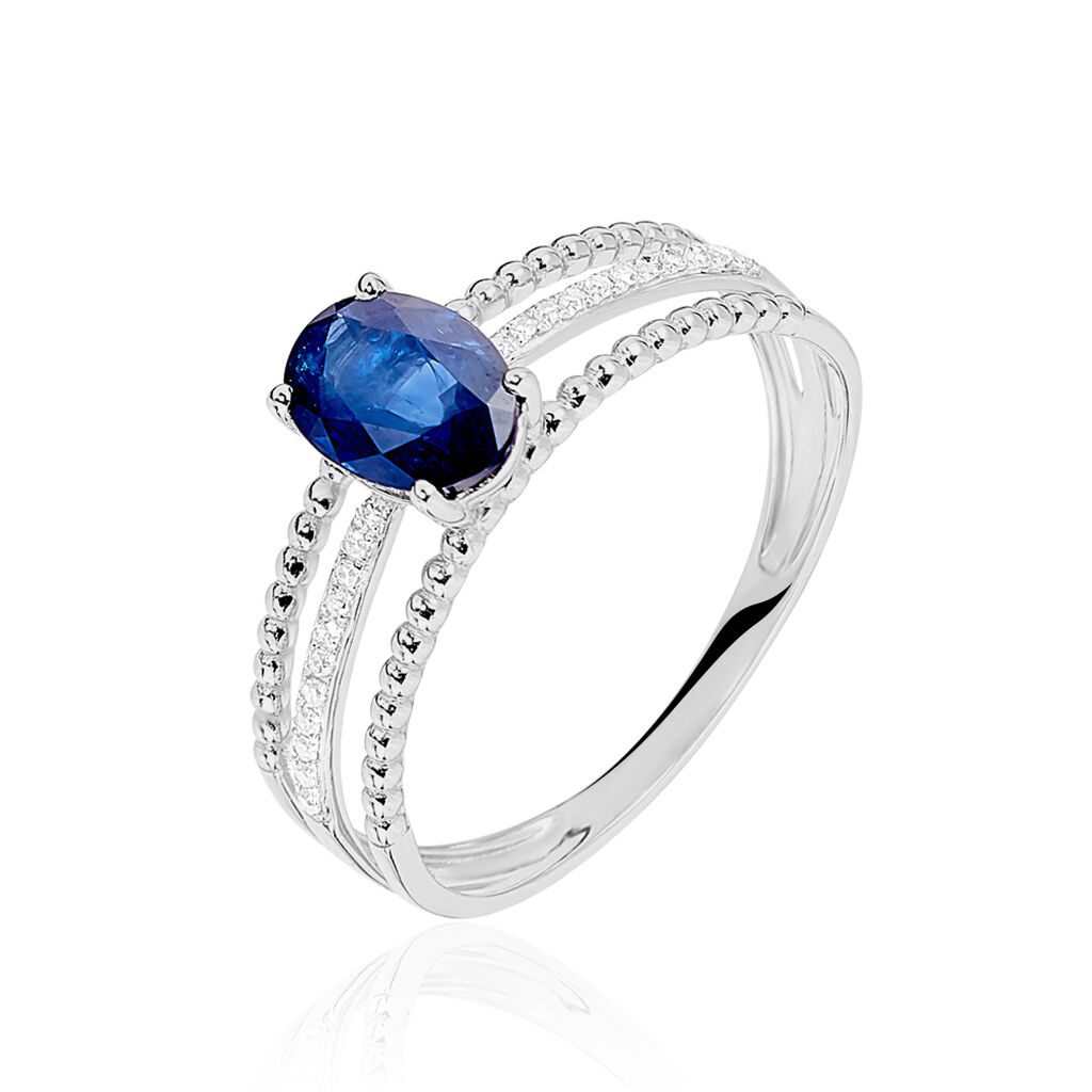 Bague Andrea Or Blanc Saphir Et Diamant - Spannringe Damen | OROVIVO
