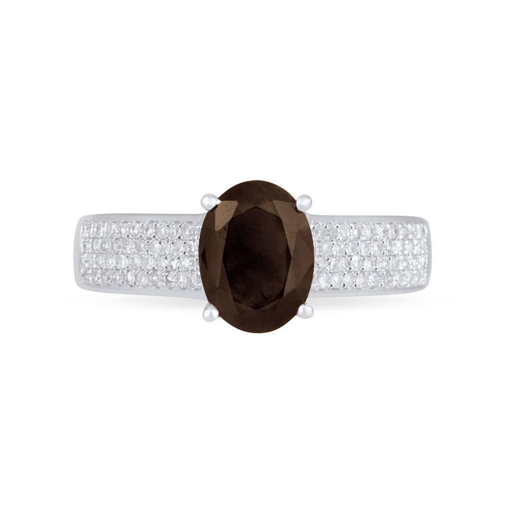 Bague Crista Or Blanc Quartz Et Diamant - Spannringe Damen | OROVIVO