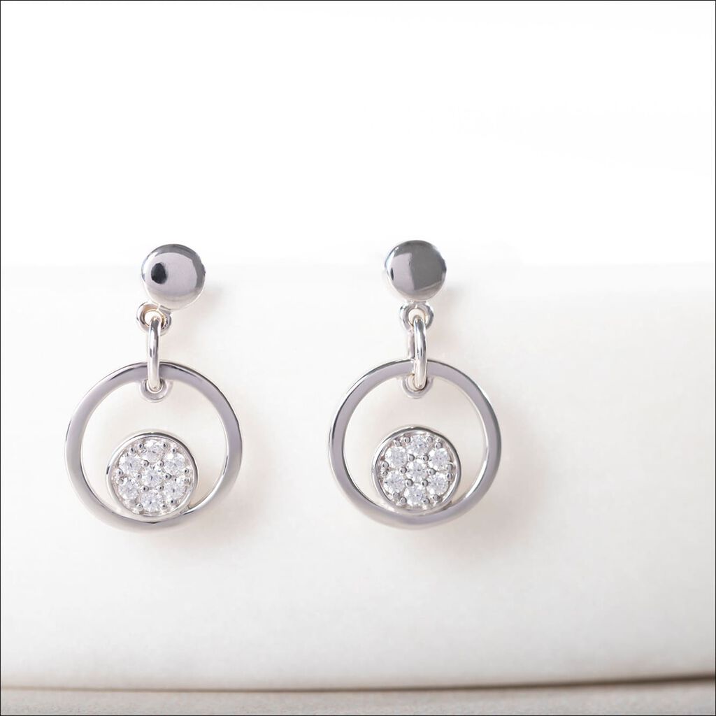 Damen Ohrstecker Lang Silber 925 Zirkonia Kreis - Ohrringe mit Stein Damen | OROVIVO