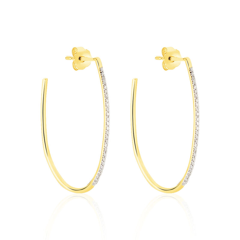 LIRY Damen Creolen Gold 375 (9 Karat) Diamant Wei&szlig; 0,14 ct B 1,2 mm - Creolen Damen | OROVIVO