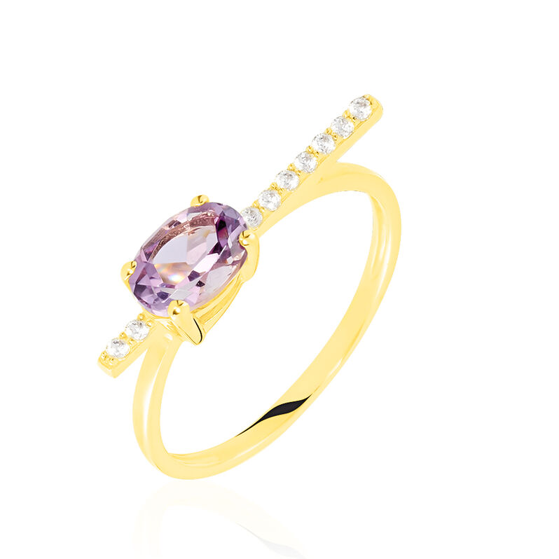 Bague Or Jaune Oxyde De Zirconium Et Amethyste - Spannringe Damen | OROVIVO