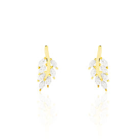 Damenohrhänger Gold 375 Zirkonia Blatt - Ohrhänger Damen | OROVIVO