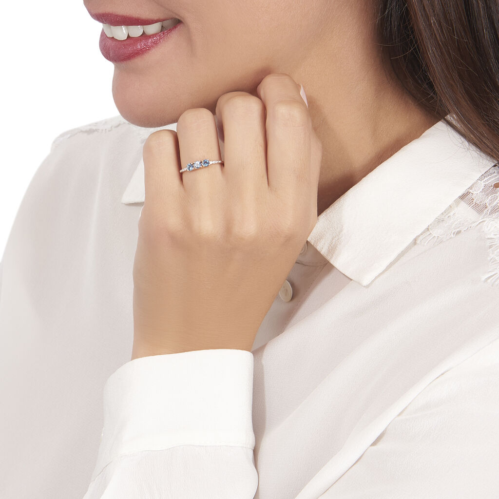 Bague Or Weiss Pricille Topaze Et Oxydes - Spannringe Damen | OROVIVO