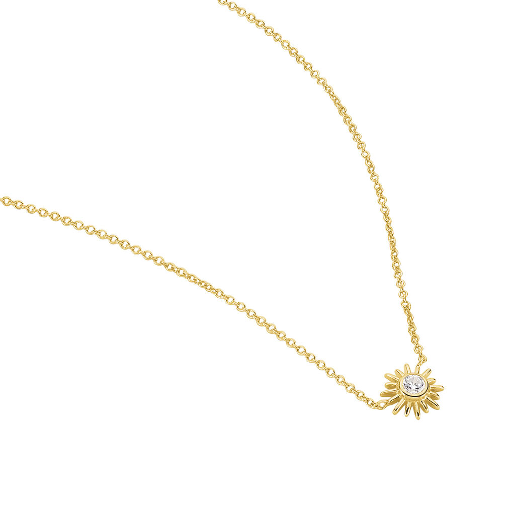 Damen Collier Silber vergoldet 925 Zirkonia Sonne Sun - Halsketten Damen | OROVIVO