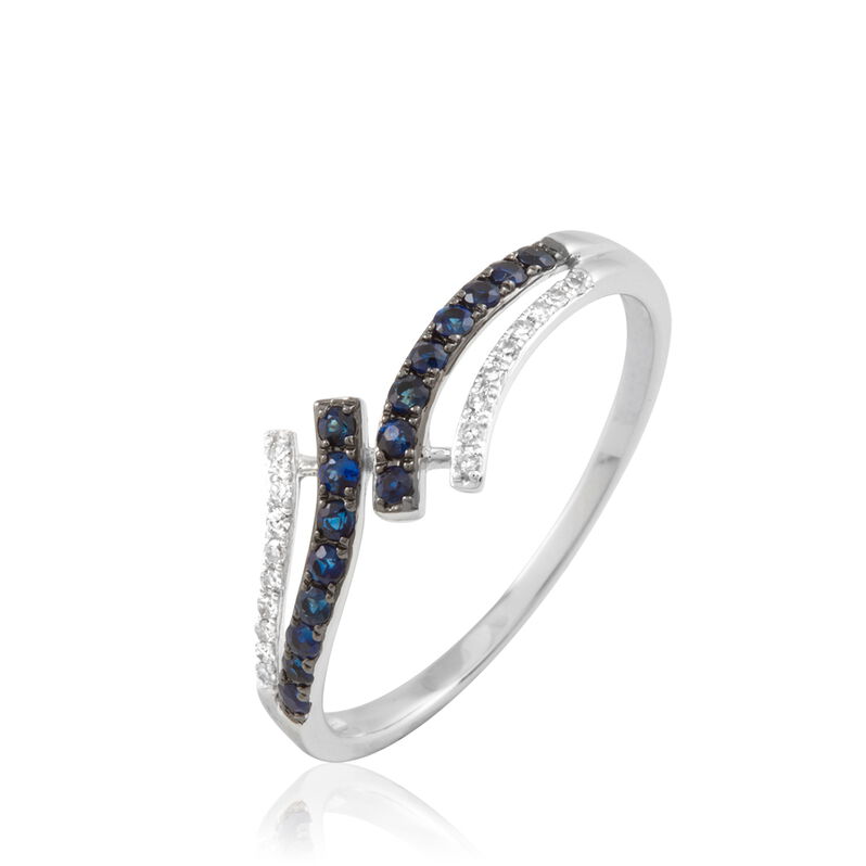 Bague Shaela Or Blanc Saphir Et Diamant - Spannringe Damen | OROVIVO