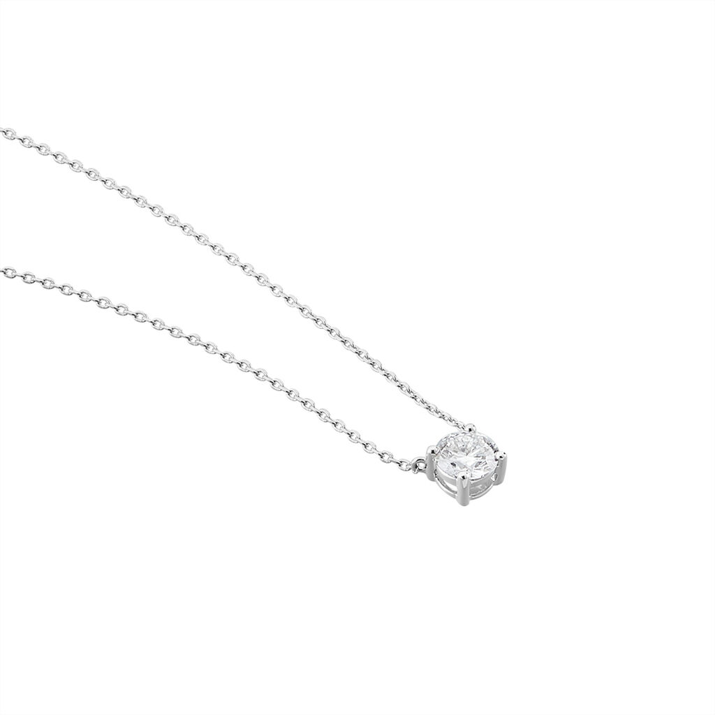 Collier Or Weiss Victoria Solitaire Diamant Synthetique - Spannringe Damen | OROVIVO