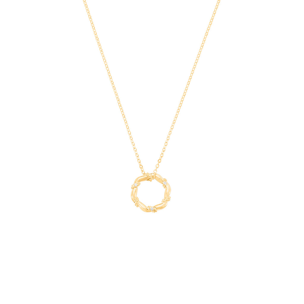 VADA Damen Collier Gold 375 (9 Karat) Diamant Wei&szlig; 0,03 ct Kreis