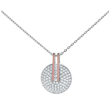 Damen Collier Silber Bicolor 925 Zirkonia Barren Kreis Kapina 45cm - Halsketten Damen | OROVIVO