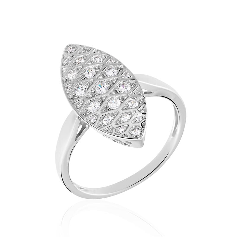 SITAA Damen Ring Wei&szlig;gold 375 (9 Karat) Zirkonia Wei&szlig; 0,08 ct Mandel - Verlobungsringe Damen | OROVIVO