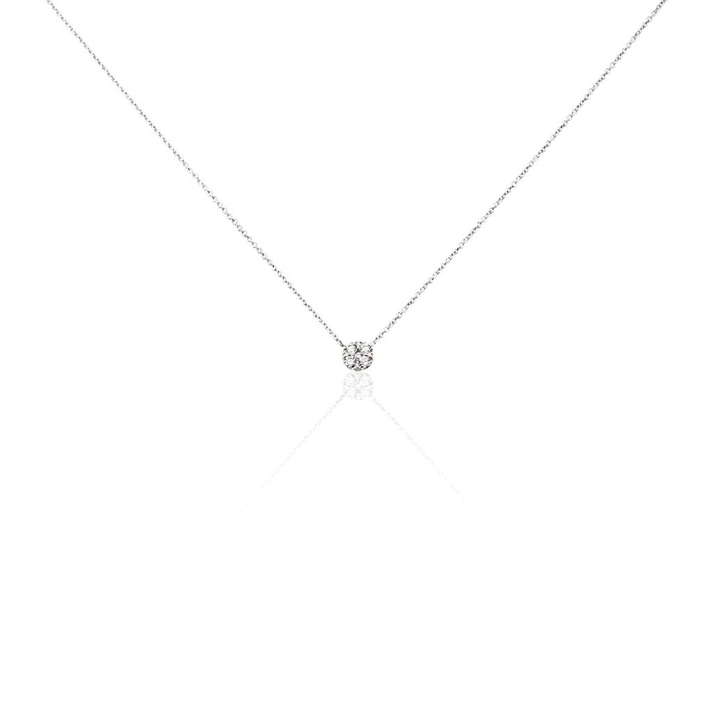 BINA Damen Collier Wei&szlig;gold 375 (9 Karat) Zirkonia Wei&szlig; Viereck