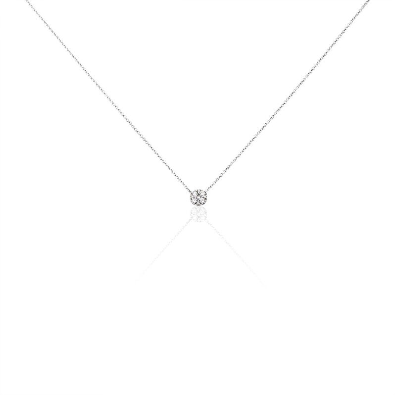 BINA Damen Collier Wei&szlig;gold 375 (9 Karat) Zirkonia Wei&szlig; Viereck - Halsketten Damen | OROVIVO