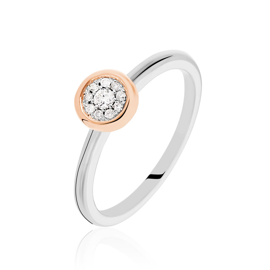SATA Damen Ring Gold Bicolor 375 (9 Karat) Diamant Wei&szlig; 0,08 ct
