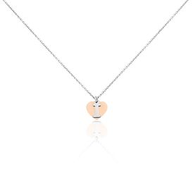 Damen Halskette Silber 925 Bicolor Buchstabe I - Herzketten Damen | OROVIVO