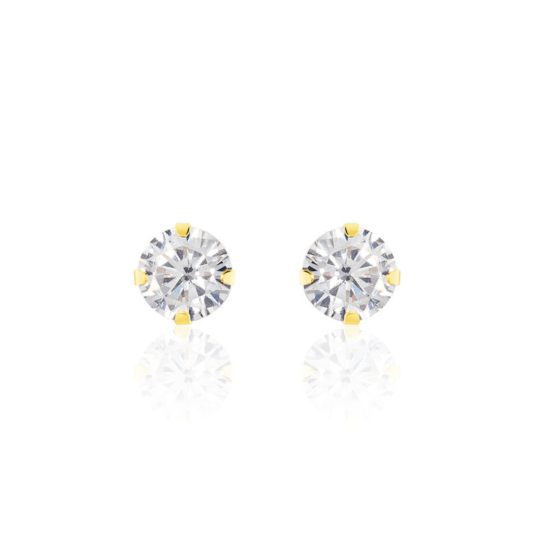 EDDIE KRAPPE Damen Ohrstecker Gold 375 (9 Karat) Zirkonia Wei&szlig; 1,760 ct Kreis B 5 mm - Ohrstecker Damen | OROVIVO