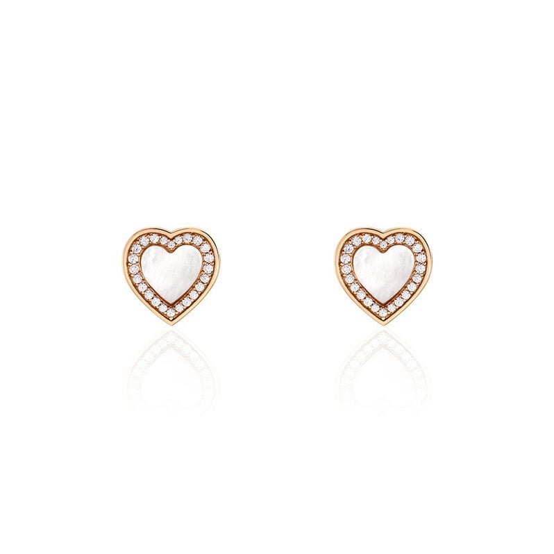 DIANNA Damen Ohrstecker Silber rosevergoldet 925 Perlmutt Rosa Perlmutt Herz - Ohrstecker Damen | OROVIVO