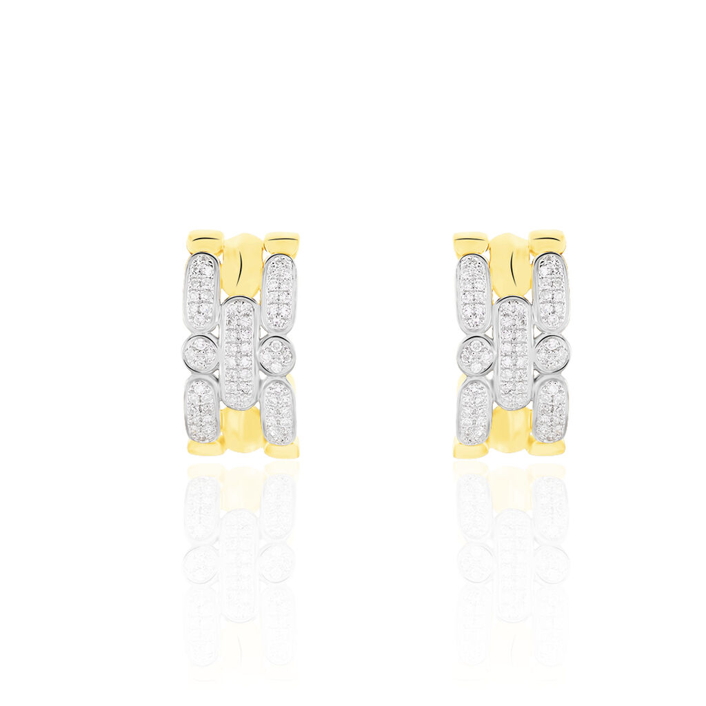 Damen Creolen Gold Bicolor 375 Diamant 0,14ct Etta  - Creolen Damen | OROVIVO