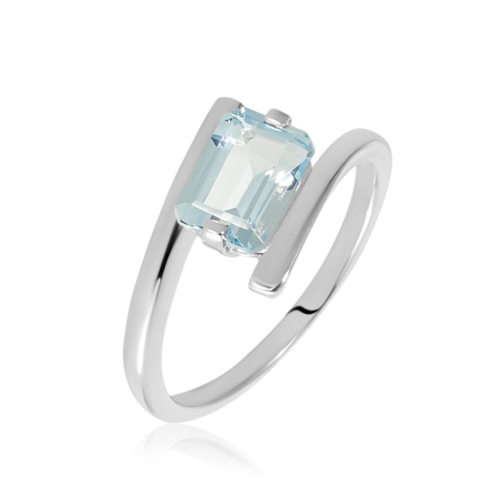 Damen Ring Silber Silber 925 Topas Blau 1,25ct Achteck Sineva  - Hochzeitsringe Damen | OROVIVO