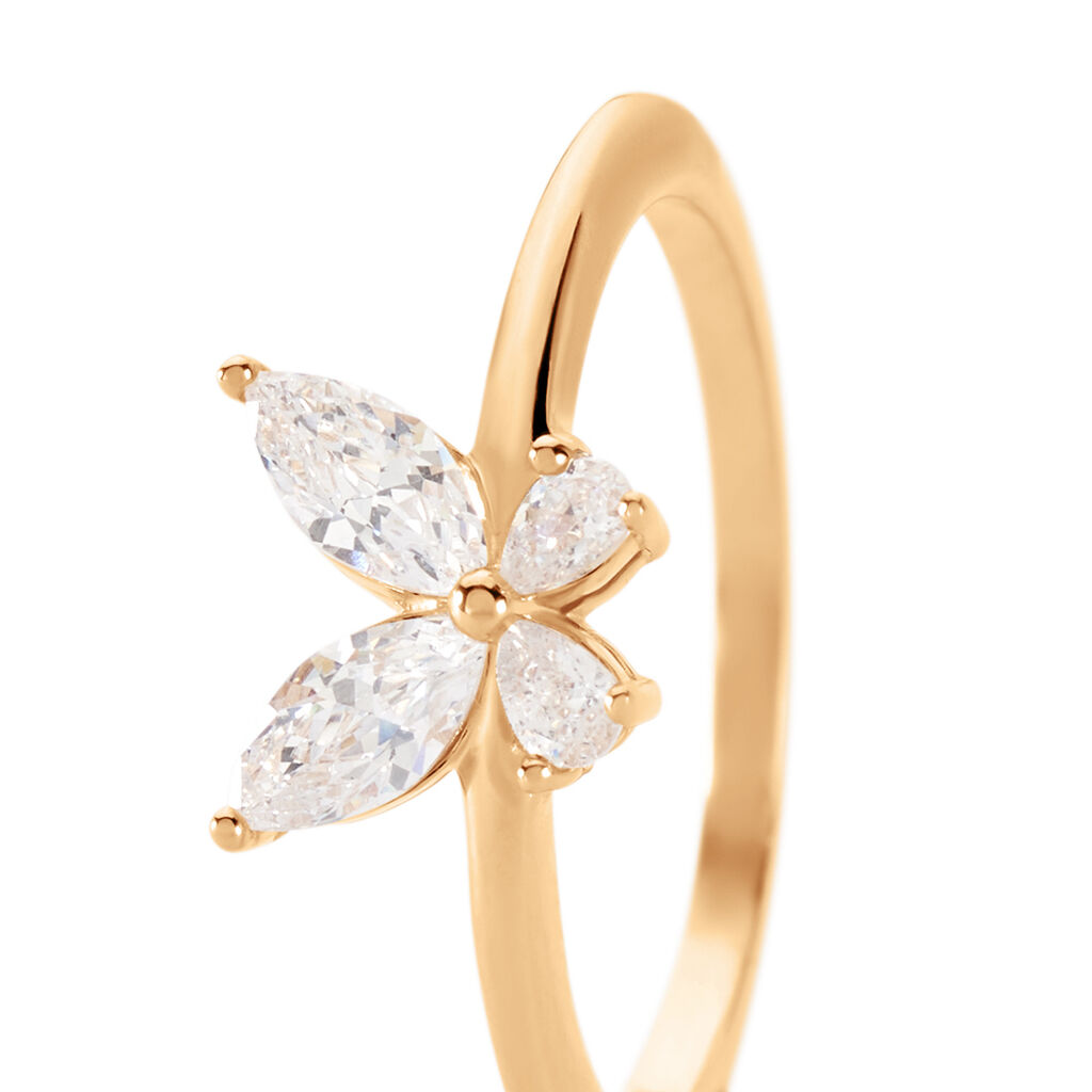 AMIRI Damen Ring Vergoldet 750 Zirkonia Weiß Schmetterling - Ringe mit Stein Damen | OROVIVO